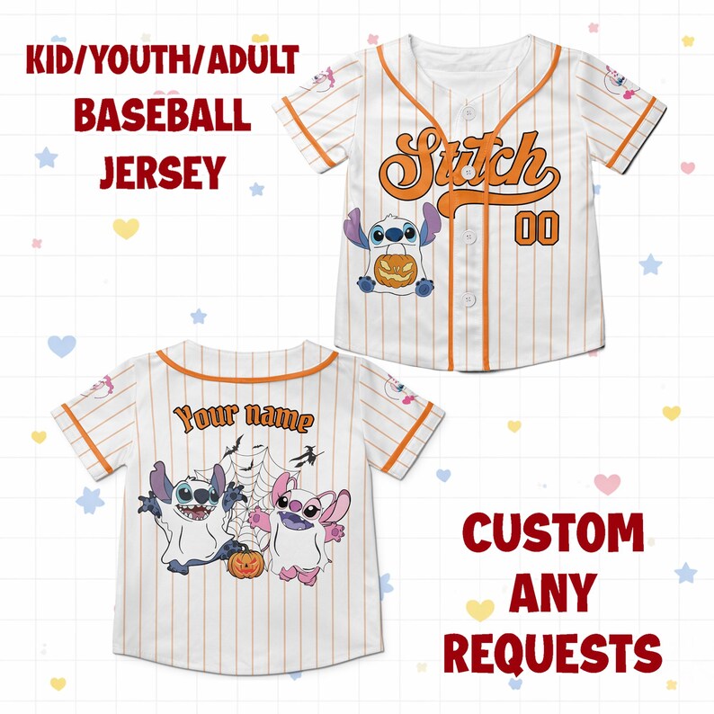 Personalized Halloween Baseball Jersey Custom Angel Stitch Name Number Disney Family Matching Gift Shirt