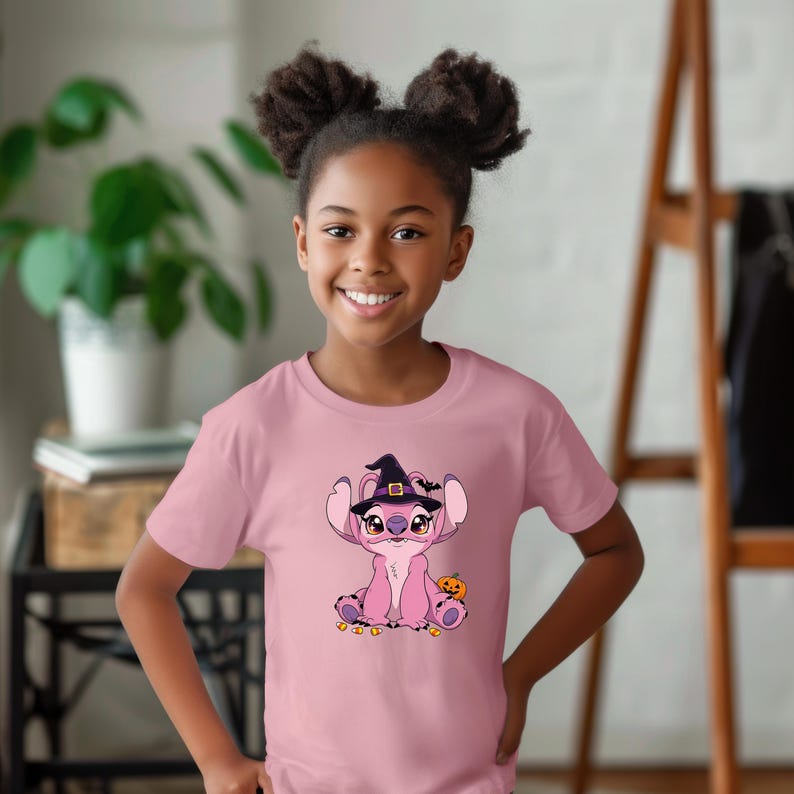 Disney-Halloween Shirts, Stitch Kids Sweater, Angel Youth Shirt, Kids Disney Fall Graphic T-Shirt