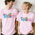 Disney Stitch & Angel Shirt, Disney Stitch Family Members T-shirt, Personalized Stitch Mama Dada Mini Tee