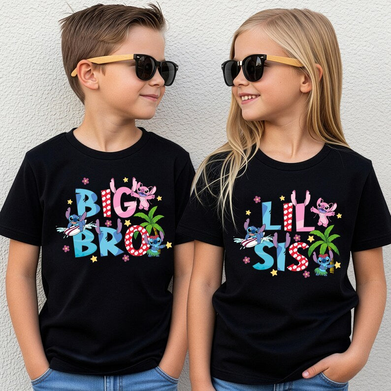 Disney Stitch & Angel Shirt, Disney Stitch Family Members T-shirt, Personalized Stitch Mama Dada Mini Tee