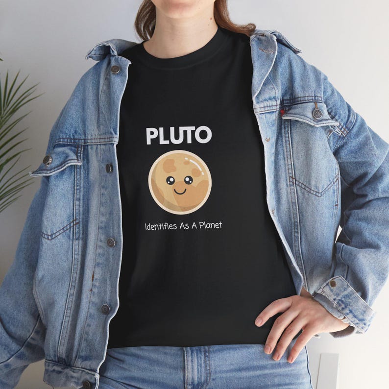 Pluto Identifies As A Planet T-Shirt | Funny Astronomy Shirt | Space Nerd Gift | Pluto Planet Graphic Tee | Science Humor Unisex Shirt