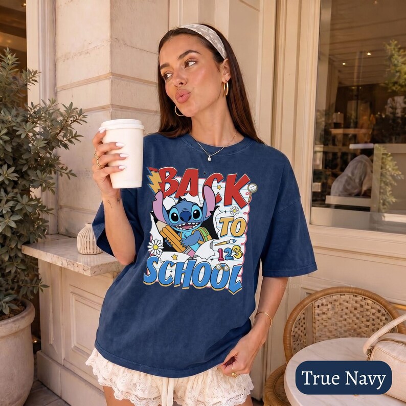 Disney Back To School Comfort Colors® Shirt, First Day Of School Tee, Teacher Appreciation Gift, Stitch Teacher Shirt, Stitch And Angel Tee