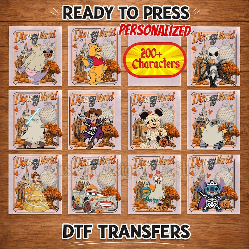 Custom Disney World DTF Transfer, Stitch and Angel Halloween Couple dtf Transfer,Halloween Character DTF, Ready to Press Heat Transfer