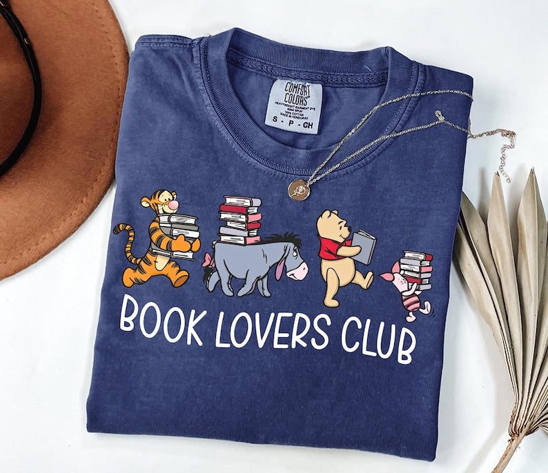 Comfort Colors® Winnie the Pooh Book Club Shirt, Pooh Friends Reading Tee, Tigger Eeyore Piglet T-Shirt, Book Lovers Shirt, Cute Reading Tee