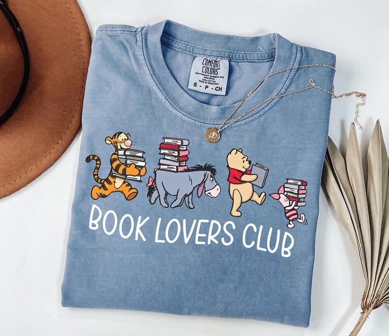 Comfort Colors® Winnie the Pooh Book Club Shirt, Pooh Friends Reading Tee, Tigger Eeyore Piglet T-Shirt, Book Lovers Shirt, Cute Reading Tee