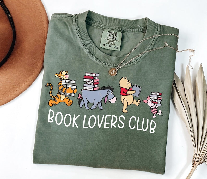 Comfort Colors® Winnie the Pooh Book Club Shirt, Pooh Friends Reading Tee, Tigger Eeyore Piglet T-Shirt, Book Lovers Shirt, Cute Reading Tee