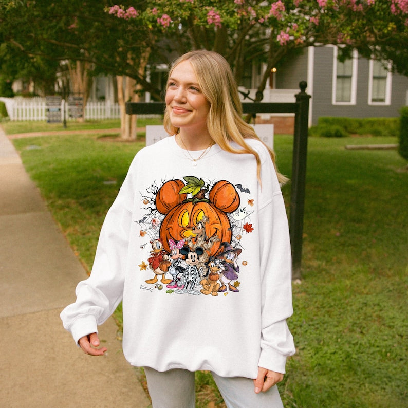 Disneyland Halloween Crewneck, Mickey & Co Trick or Treat Sweater, Mickey and Friends Disneyland Sweatshirt