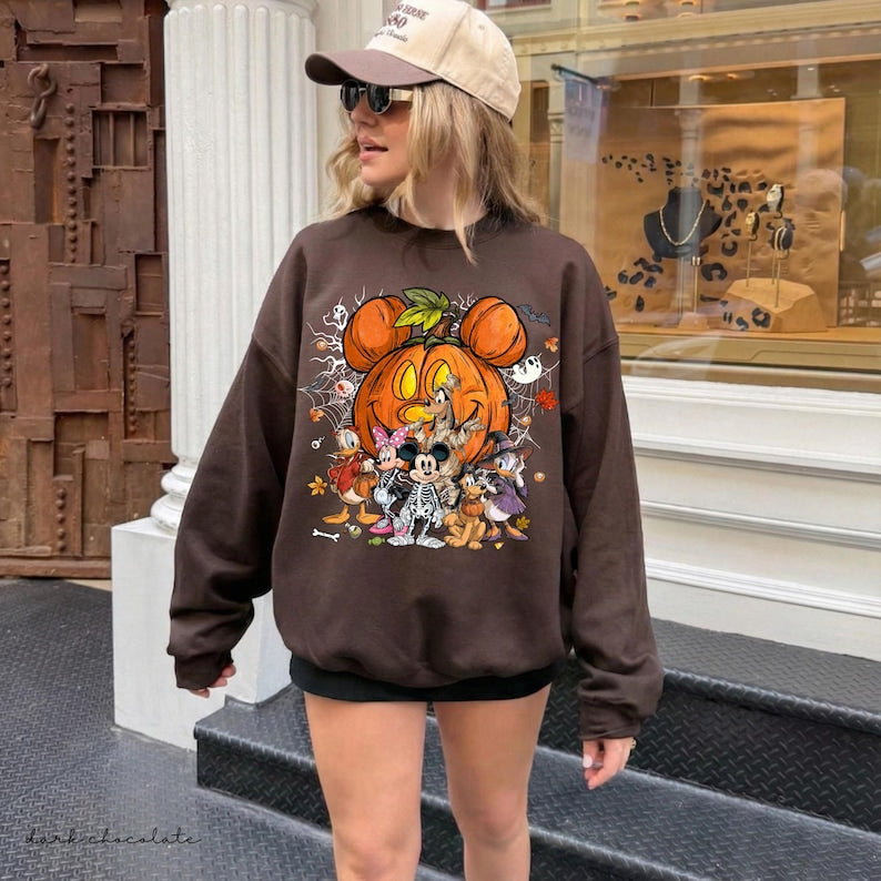 Disneyland Halloween Crewneck, Mickey & Co Trick or Treat Sweater, Mickey and Friends Disneyland Sweatshirt