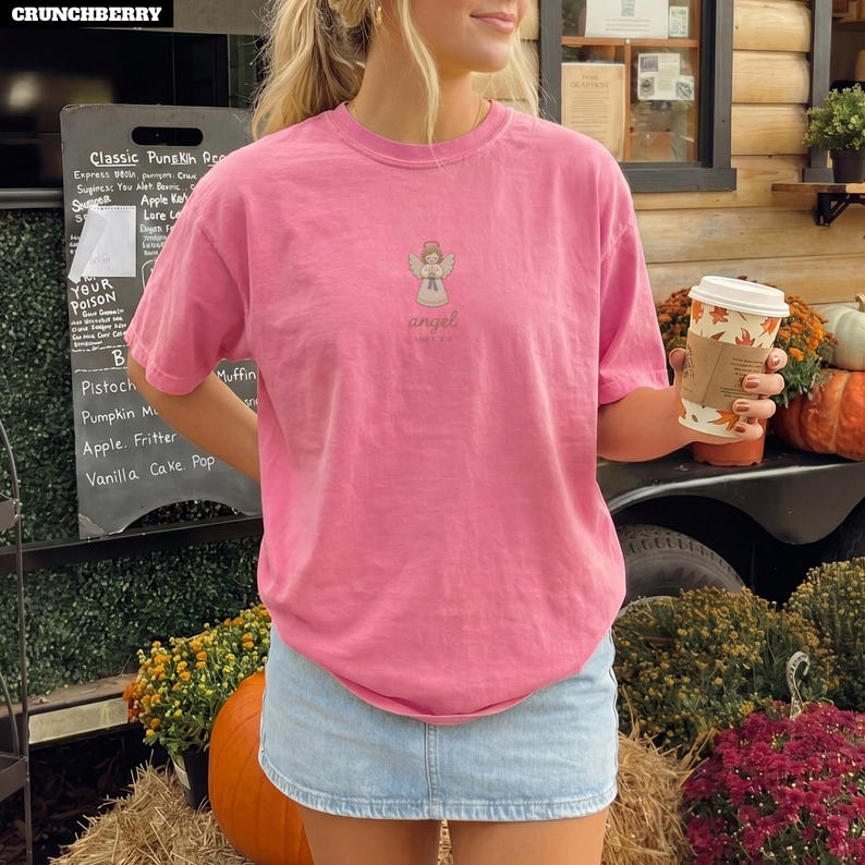 Angel Christian Christmas Shirt Women, Luke 2 9 Bible Tee, Faux Embroidered Keepsake, Nativity Gift, Comfort Colors©
