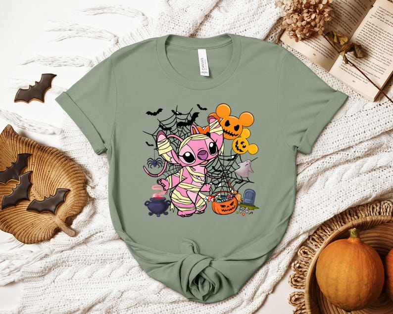 Angel Mummy Shirt, Disney Halloween Shirt, Spooky Lilo Stitch Tee, Kids Trick Or Treat Shirt, Family Disney Mummy Apparel