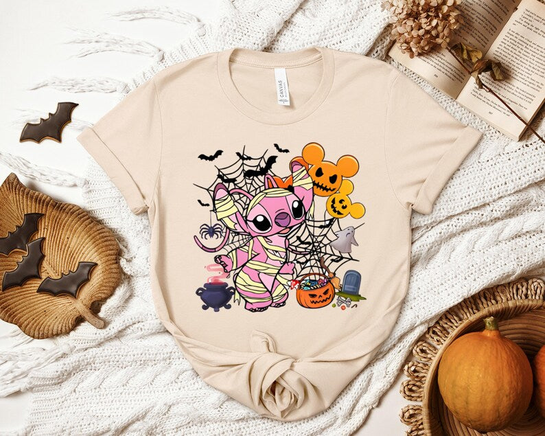 Angel Mummy Shirt, Disney Halloween Shirt, Spooky Lilo Stitch Tee, Kids Trick Or Treat Shirt, Family Disney Mummy Apparel
