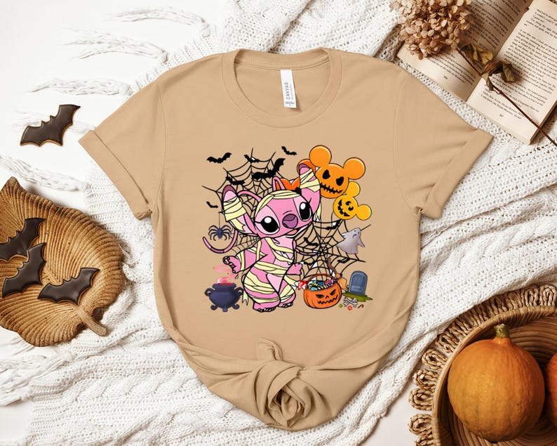Angel Mummy Shirt, Disney Halloween Shirt, Spooky Lilo Stitch Tee, Kids Trick Or Treat Shirt, Family Disney Mummy Apparel