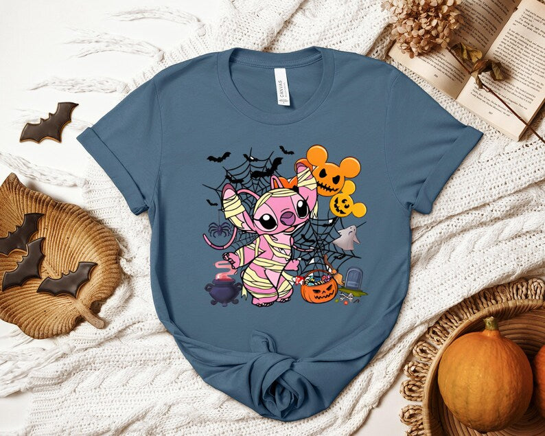 Angel Mummy Shirt, Disney Halloween Shirt, Spooky Lilo Stitch Tee, Kids Trick Or Treat Shirt, Family Disney Mummy Apparel
