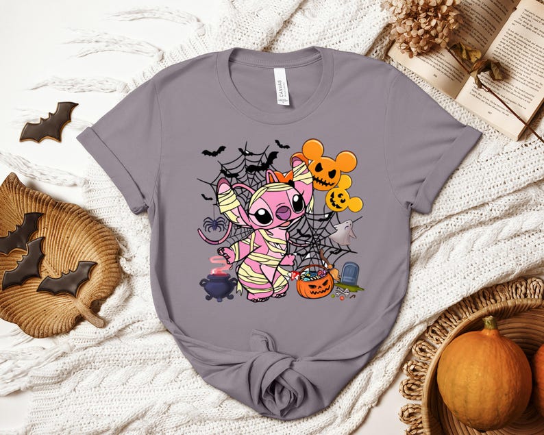 Angel Mummy Shirt, Disney Halloween Shirt, Spooky Lilo Stitch Tee, Kids Trick Or Treat Shirt, Family Disney Mummy Apparel
