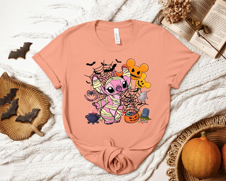 Angel Mummy Shirt, Disney Halloween Shirt, Spooky Lilo Stitch Tee, Kids Trick Or Treat Shirt, Family Disney Mummy Apparel