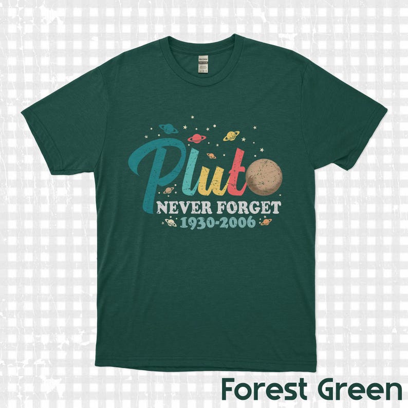 Pluto Never Forget Shirt Funny Science T-Shirt Astronomy Graphic Tee 1930 2006 Planet Top Space Nerd Gift Science Teacher Aesthetic Shirt