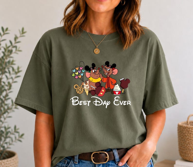 Disney Best Day Ever Shirt, Stitch Angel Gus Jaq Snack Treats Tee, Matching Family Park Vacation Shirt, Retro Cute Couple Tops