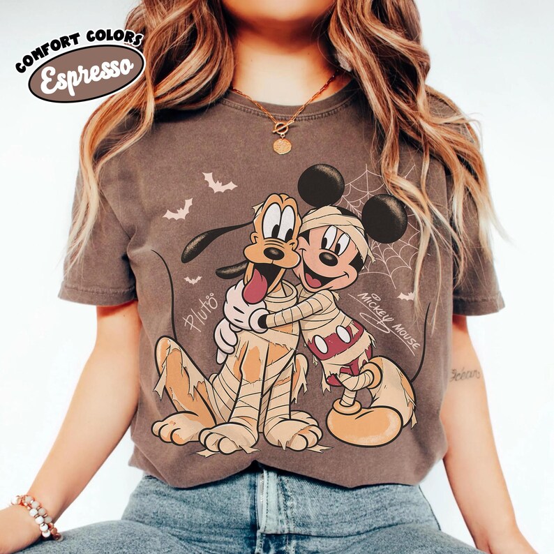 Retro Mickey And Pluto Signatures Halloween Comfort Colors product image 10