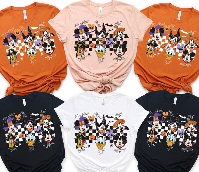 Minnie Mickey Halloween Shirt, Disney Character Tee, Daisy Donald Goofy Pluto Shirt, Spooky Halloween Outfit, Disney Family Shirt