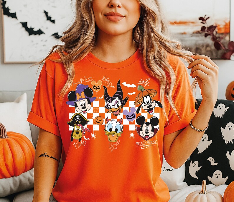 Minnie Mickey Halloween Shirt, Disney Character Tee, Daisy Donald Goofy Pluto Shirt, Spooky Halloween Outfit, Disney Family Shirt