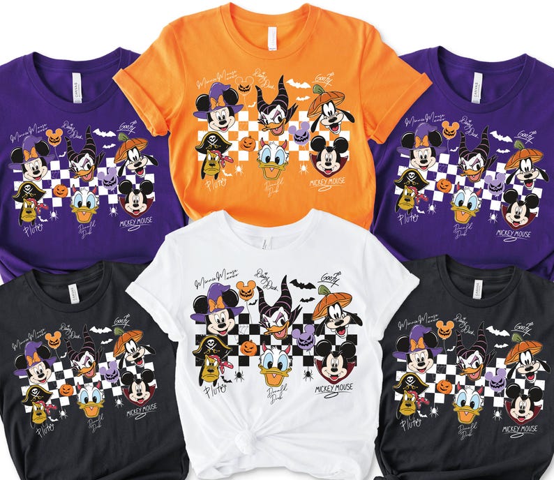 Minnie Mickey Halloween Shirt, Disney Character Tee, Daisy Donald Goofy Pluto Shirt, Spooky Halloween Outfit, Disney Family Shirt