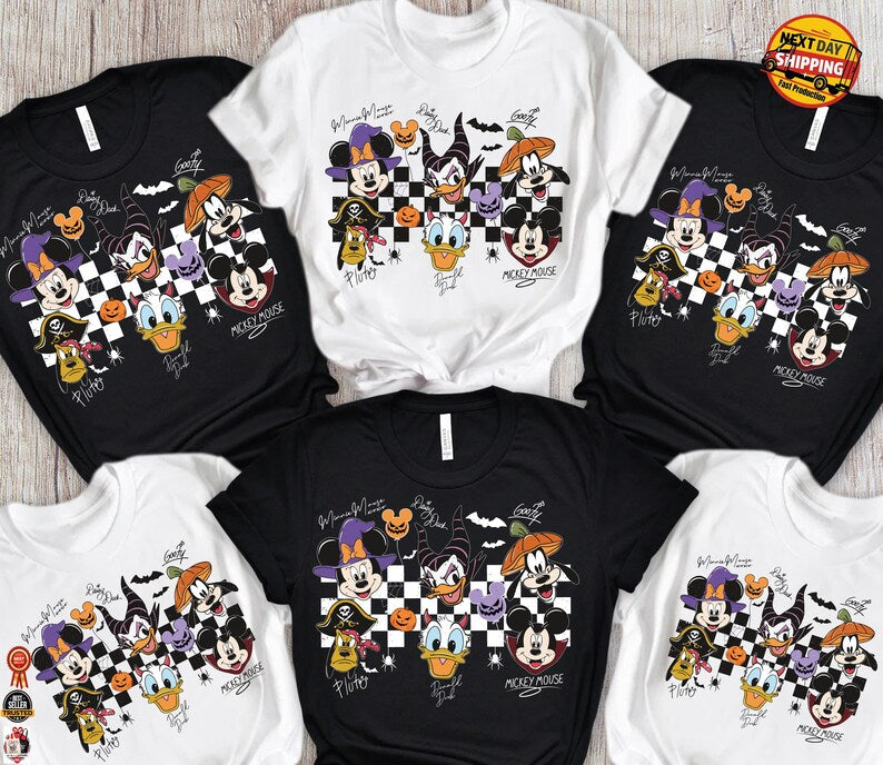 Minnie Mickey Halloween Shirt, Disney Character Tee, Daisy Donald Goofy Pluto Shirt, Spooky Halloween Outfit, Disney Family Shirt