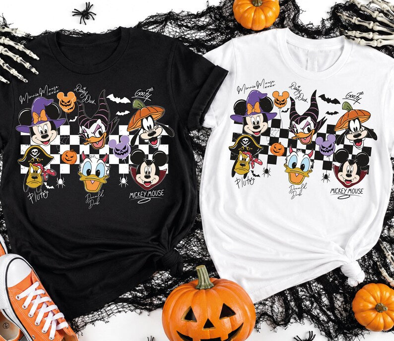 Minnie Mickey Halloween Shirt, Disney Character Tee, Daisy Donald Goofy Pluto Shirt, Spooky Halloween Outfit, Disney Family Shirt