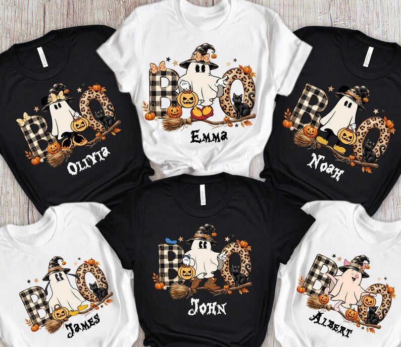 Boo Squad Matching Shirt, Disney Halloween Family Tee, Custom Character Shirt, Stitch Mickey Minnie Matching Tee, Pooh Piglet Halloween