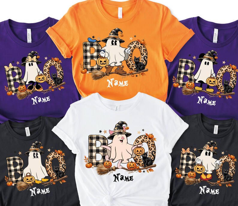 Boo Squad Matching Shirt, Disney Halloween Family Tee, Custom Character Shirt, Stitch Mickey Minnie Matching Tee, Pooh Piglet Halloween