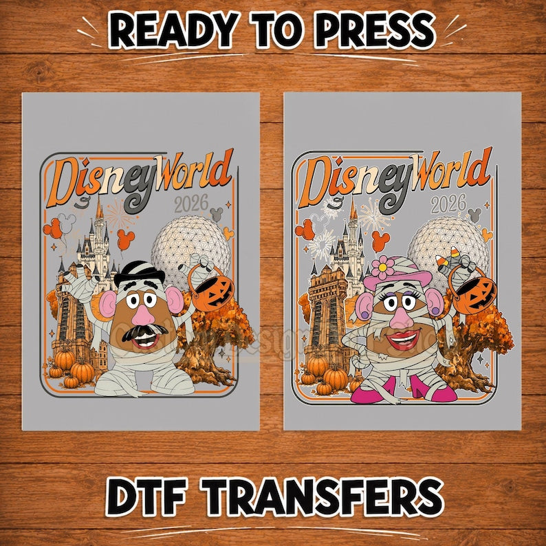 Custom Disney World DTF Transfer, Stitch and Angel Halloween Couple dtf Transfer,Halloween Character DTF, Ready to Press Heat Transfer