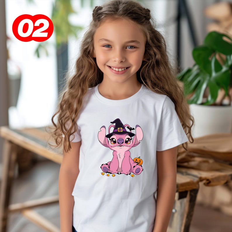Stitch Toddler Tee, Witch Angel Kids, Kids Disney Fall Graphic T-Shirt