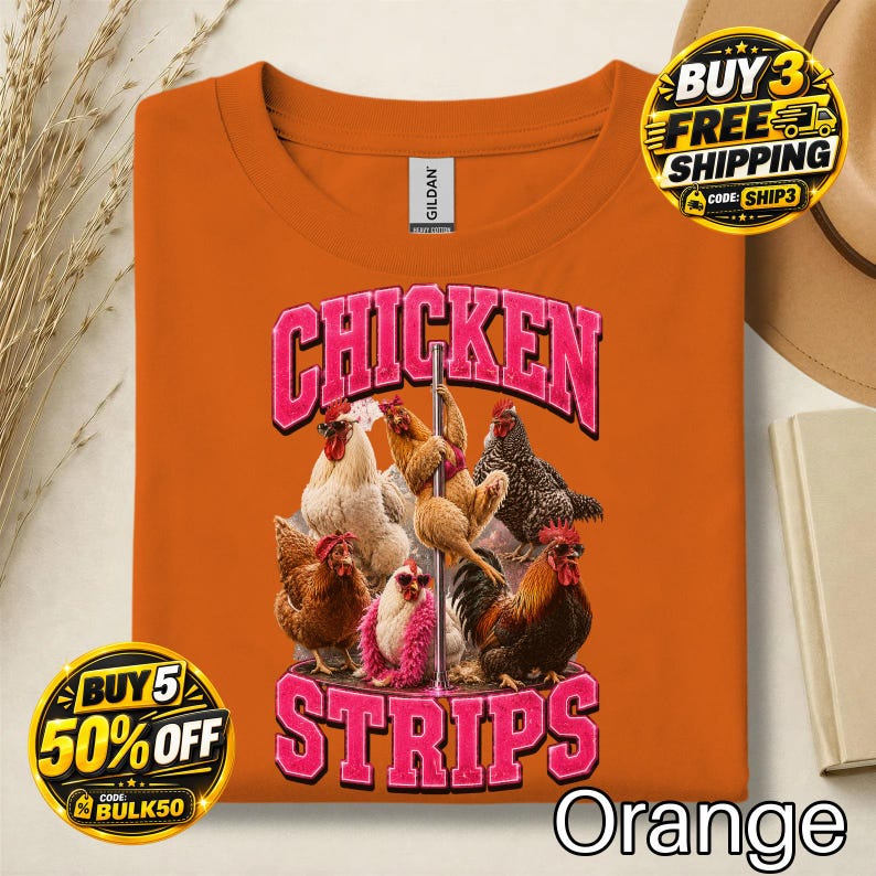 Chicken Strips Funny Poultry Graphic T-Shirt:Funny Chicken Shirt,Poultry Lover Tee,Farm Animal Graphic,Dark Humor