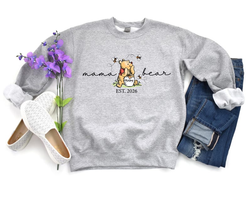 Mama Bear Sweatshirt Personalized, Custom Characters and Names on the Sleeve