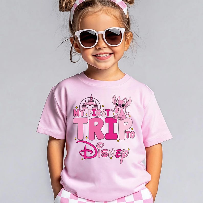 Stitch My First Trip to Disney Shirt, Stitch & Angel Kids Matching T-shirt, Disneyland Family Vacation Tee