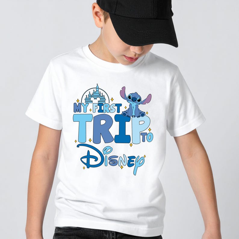 Stitch My First Trip to Disney Shirt, Stitch & Angel Kids Matching T-shirt, Disneyland Family Vacation Tee