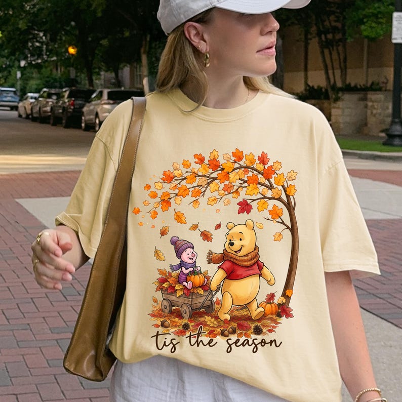 Winnie the Pooh Fall Comfort Colors Shirt, Tis the Season Tee, Piglet Pumpkin Autumn Shirt, Disney Thanksgiving Graphic Tee