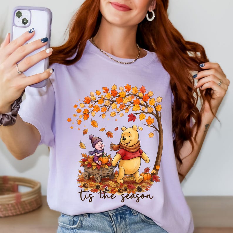 Winnie the Pooh Fall Comfort Colors Shirt, Tis the Season Tee, Piglet Pumpkin Autumn Shirt, Disney Thanksgiving Graphic Tee