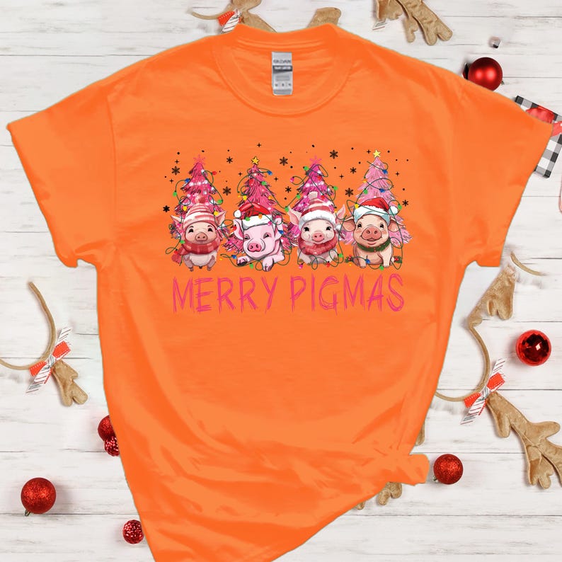 Merry Pigmas Xmas Tshirt, Cute Pig Christmas Shirt, Pig Christmas Tree Shirt, Piglet Animal Farm Tshirt, Christmas Pig Lover Tshirt, Pig Tee