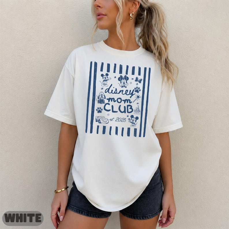 Disney Mom Club Est 2026 Matching Shirt, Mickey Minnie Pluto Graphic Tee, Cute Matching Top, Mom Club Gift Matching Sweatshirt Top
