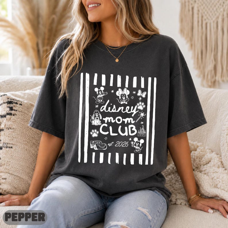 Disney Mom Club Est 2026 Matching Shirt, Mickey Minnie Pluto Graphic Tee, Cute Matching Top, Mom Club Gift Matching Sweatshirt Top