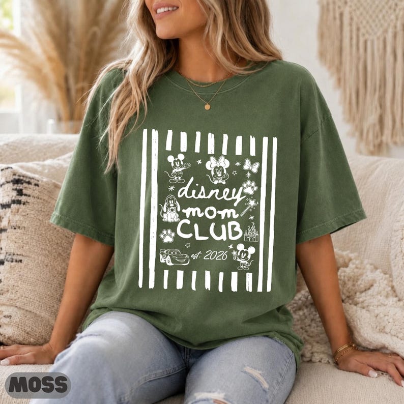 Disney Mom Club Est 2026 Matching Shirt, Mickey Minnie Pluto Graphic Tee, Cute Matching Top, Mom Club Gift Matching Sweatshirt Top