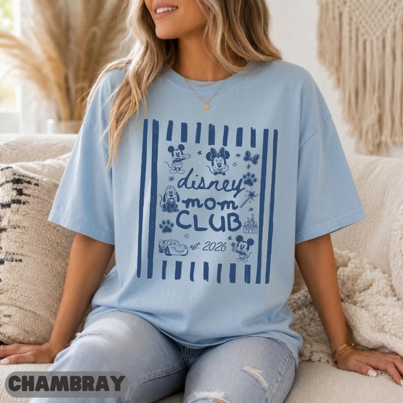 Disney Mom Club Est 2026 Matching Shirt, Mickey Minnie Pluto Graphic Tee, Cute Matching Top, Mom Club Gift Matching Sweatshirt Top