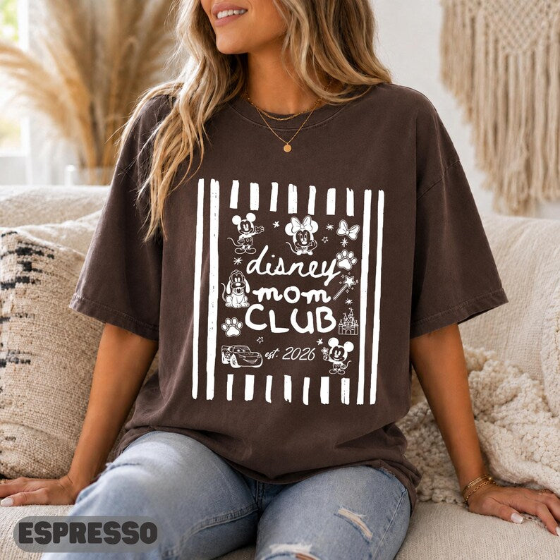 Disney Mom Club Est 2026 Matching Shirt, Mickey Minnie Pluto Graphic Tee, Cute Matching Top, Mom Club Gift Matching Sweatshirt Top