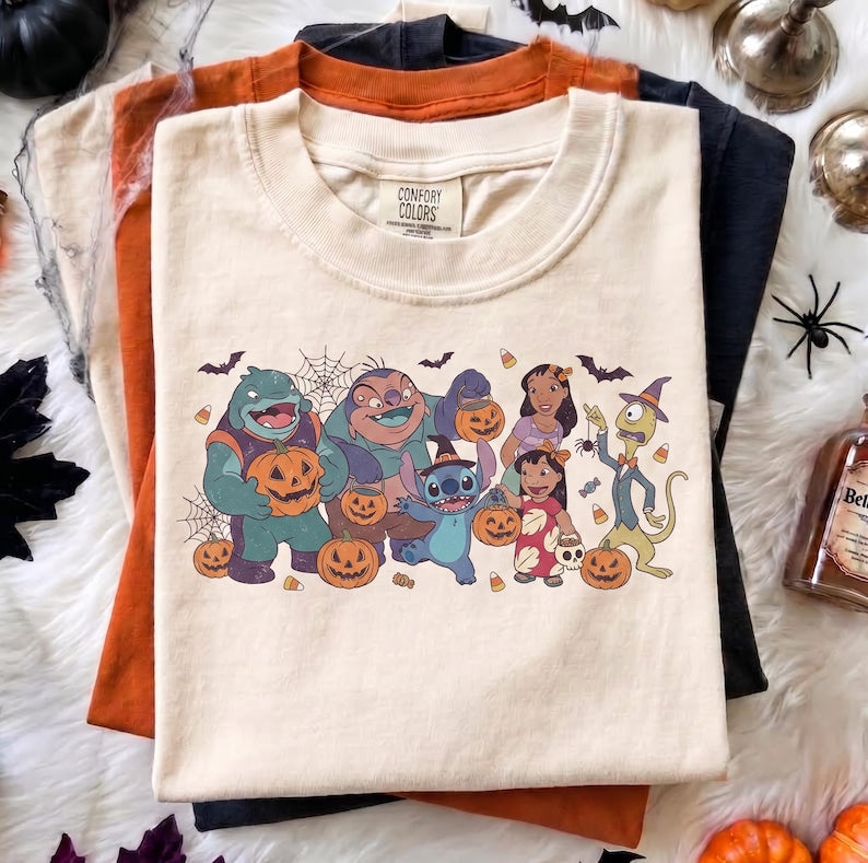 Lilo & Stitch Halloween Shirt, Disney T-Shirt, Stitch Lilo Angel Halloween Tee, Cute Pumpkin Shirt, Halloween Gift for Kids, Disney Gift