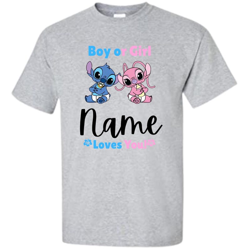 Stitch Gender Reveal Shirts |stitch and angel: Personalized Family Matching Tees