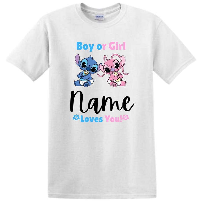 Stitch Gender Reveal Shirts |stitch and angel: Personalized Family Matching Tees