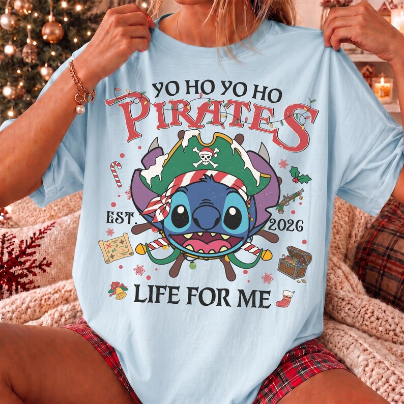 Disney Pirates of the Caribbean Christmas Lights Tee, Mickey & Friends Stitch Chip Dale Star Wars Marvel, Yo Ho A Pirate's Life For Me Shirt
