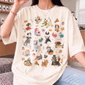 Retro 90s Disney Pets Costume Halloween Shirt, Disney Dogs Cats Group Halloween Tee, Pluto Marie Figaro Cheshire Cat Max Pongo Perdita Shirt