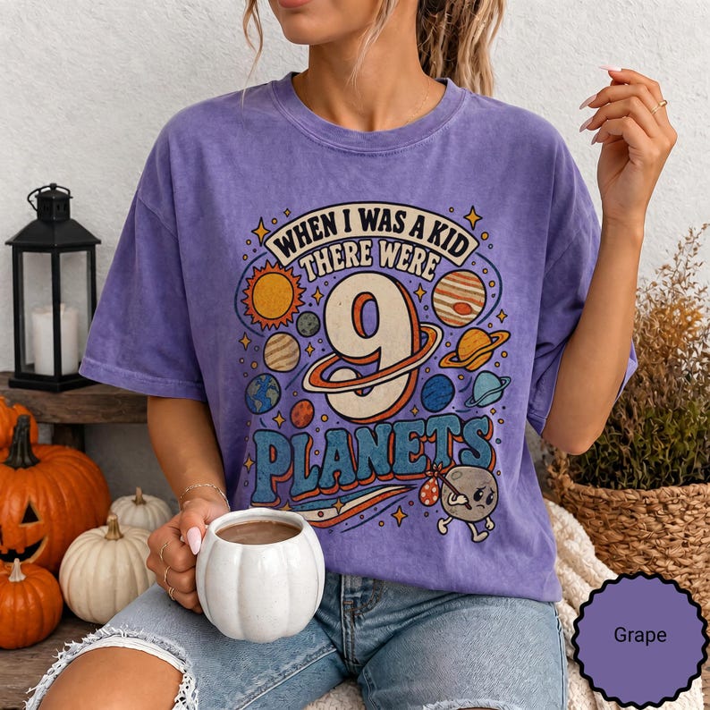 Comfort Colors® Retro 9 Planets Pluto Shirt, Funny Space Tee, When I Was A Kid Tshirt, Astronomy Gift Tee, Solar System Tee, Space Nerd Gift