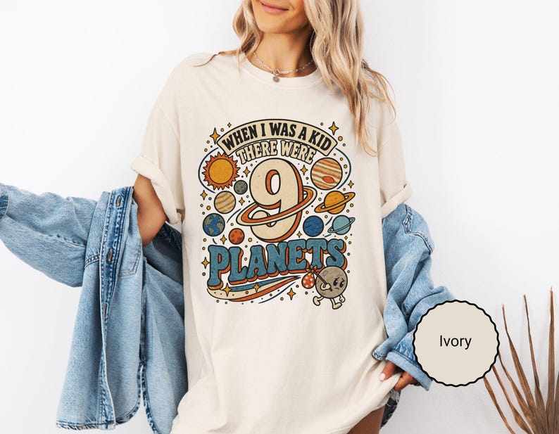 Comfort Colors® Retro 9 Planets Pluto Shirt, Funny Space Tee, When I Was A Kid Tshirt, Astronomy Gift Tee, Solar System Tee, Space Nerd Gift
